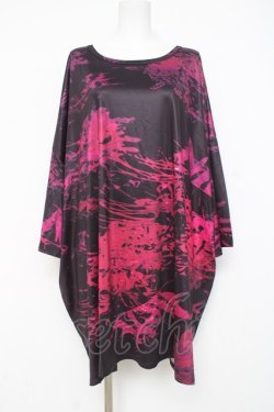 画像1: NieR Clothing / HEART BEAT×彼岸花 STRETCH CUTSEW F 黒×ピンク Y-26-03-09-159-PU-TO-SZ-ZY