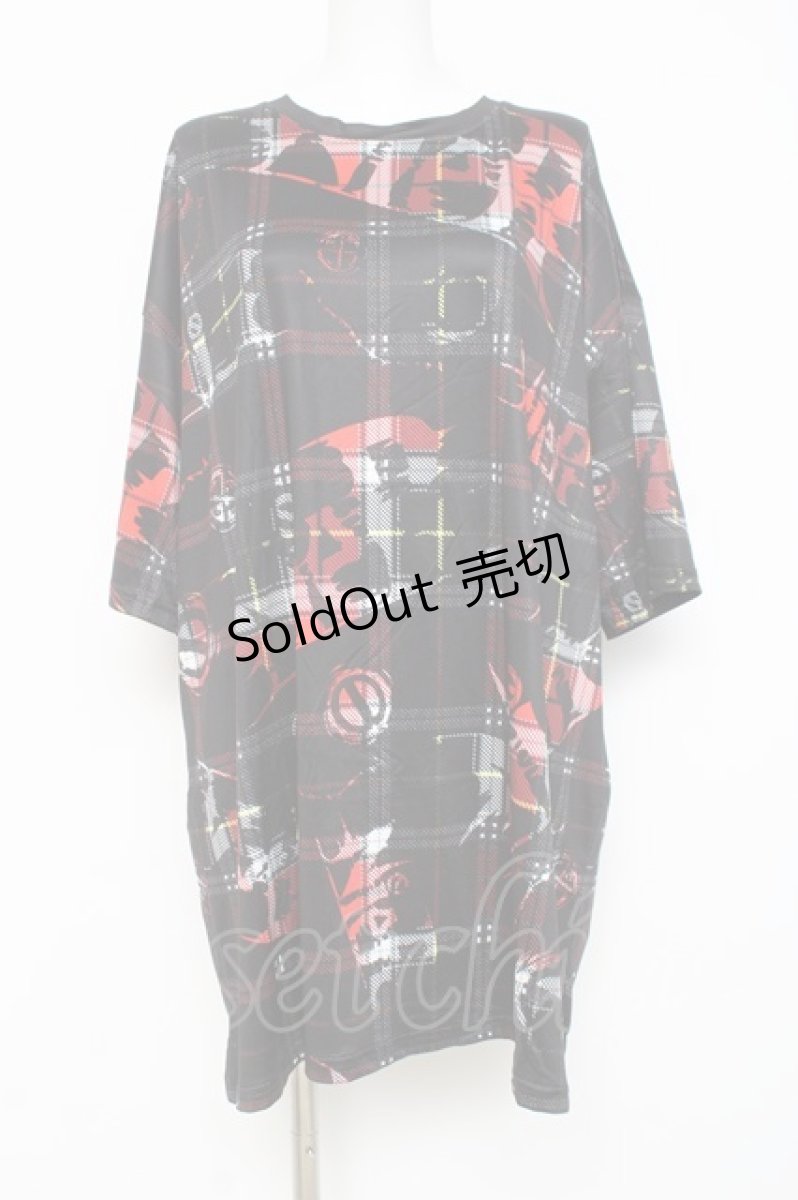 画像1: NieR Clothing / CHECKERED BIG CUTSEW F 黒×赤 Y-26-03-09-166-PU-TO-SZ-ZY (1)