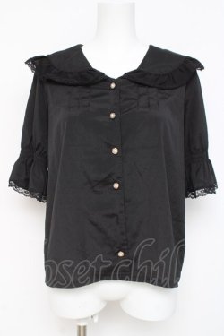 画像1: axes femme POETIQUE / ビックカラーパフブラウス M 黒 Y-26-03-09-018-AX-BL-SZ-ZY