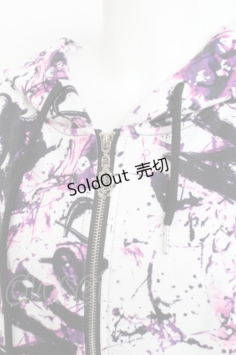 画像3: NieR Clothing / ZIP FOODIE【WHITE CRASH】 F 白×パープル Y-26-03-09-173-PU-TO-SZ-ZY (3)