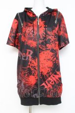 画像1: NieR Clothing / 2WAY OFF-Shoulder ZIP PARKA【彼岸花赤】 F 黒×赤 Y-26-03-09-174-PU-TO-SZ-ZY (1)