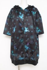 画像1: NieR Clothing / HALF SLEEVE ZIP OUTER 【九尾】 F 黒×青 Y-26-03-09-178-PU-TO-SZ-ZY (1)