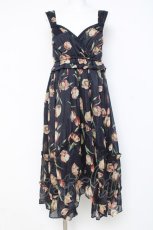 画像1: axes femme / チューリップ柄イレヘムワンピース M 紺 Y-26-03-09-181-AX-OP-SZ-ZI (1)