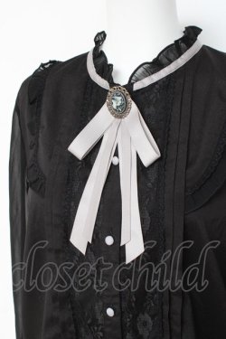 画像3: axes femme / ブローチ付きスタンドブラウス M 黒 Y-26-03-09-019-AX-BL-SZ-ZY