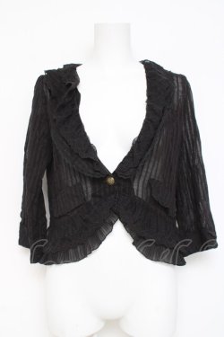 画像1: axes femme / ショールカラーコットンボレロ M 黒 Y-26-03-09-020-AX-TO-SZ-ZY