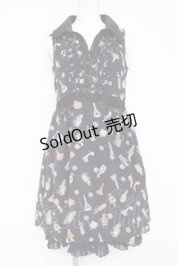 画像1: axes femme / 香水瓶柄ワンピース M 紺 Y-26-03-09-187-AX-OP-SZ-ZY