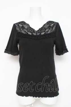 画像1: axes femme / 透けレースVネックインナー M 黒 Y-26-03-09-021-AX-TO-SZ-ZY