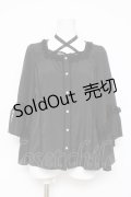 axes femme kawaii / はしごレース使いフレアスリーブブラウス M 黒 Y-26-03-09-022-AX-BL-SZ-ZY