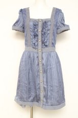 画像1: axes femme / ストライプ×レース切替ワンピース M パープル Y-26-03-09-201-AX-OP-SZ-ZS (1)