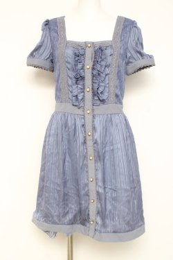 画像1: axes femme / ストライプ×レース切替ワンピース M パープル Y-26-03-09-201-AX-OP-SZ-ZY