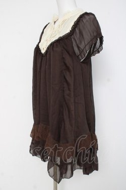 画像2: axes femme / ストライプシフォンチュニ M 茶 Y-26-03-09-204-AX-OP-SZ-ZY