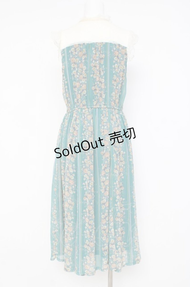 画像2: axes femme / フラワーパターンノースリワンピース M グリーン Y-26-03-09-205-AX-OP-SZ-ZY (2)