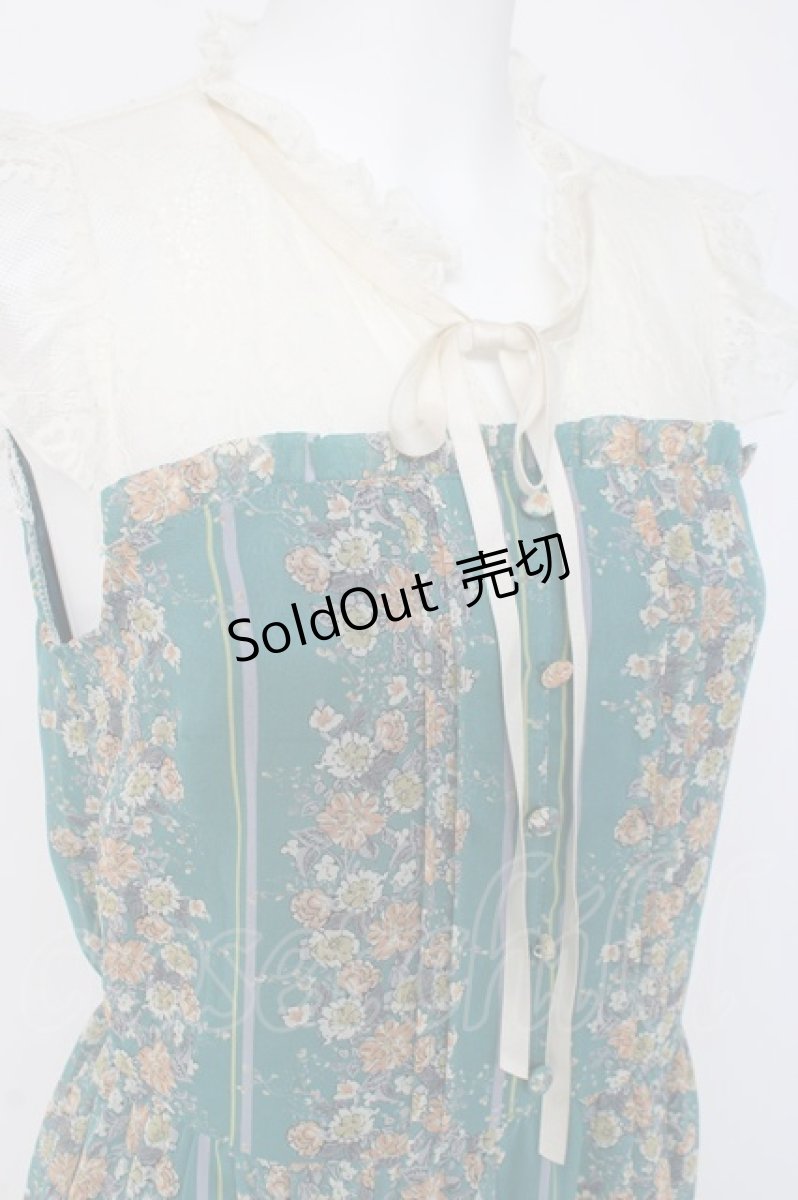 画像3: axes femme / フラワーパターンノースリワンピース M グリーン Y-26-03-09-205-AX-OP-SZ-ZY (3)