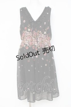 画像1: axes femme / パネルフラワープリントワンピース M 黒 Y-26-03-09-207-AX-OP-SZ-ZY