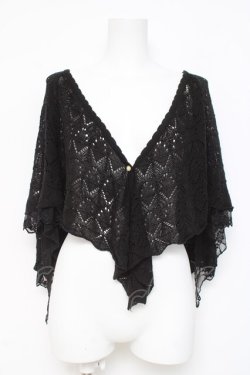 画像1: axes femme / レース重ねケープトッパー M 黒 Y-26-03-09-023-AX-TO-SZ-ZY