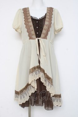 画像1: axes femme / はしごレース使い重ね着チュニック M 茶 Y-26-03-09-210-AX-TO-SZ-ZY
