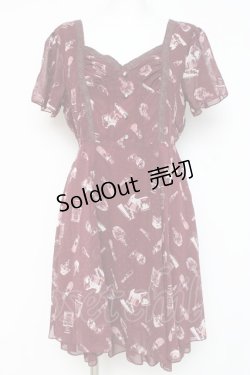 画像1: axes femme / コスメ柄ワンピース  ワイン Y-26-03-09-213-AX-OP-SZ-ZY
