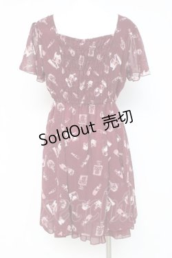 画像2: axes femme / コスメ柄ワンピース  ワイン Y-26-03-09-213-AX-OP-SZ-ZY