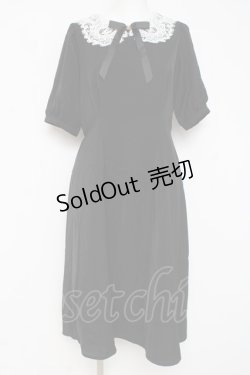 画像1: axes femme POETIQUE / レース襟デザインワンピース M 黒 Y-26-03-09-215-AX-OP-SZ-ZY