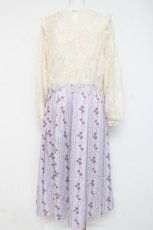 画像2: axes femme / 花ストライプ柄ドッキングワンピース M ラベンダー Y-26-03-09-216-AX-OP-SZ-ZI (2)