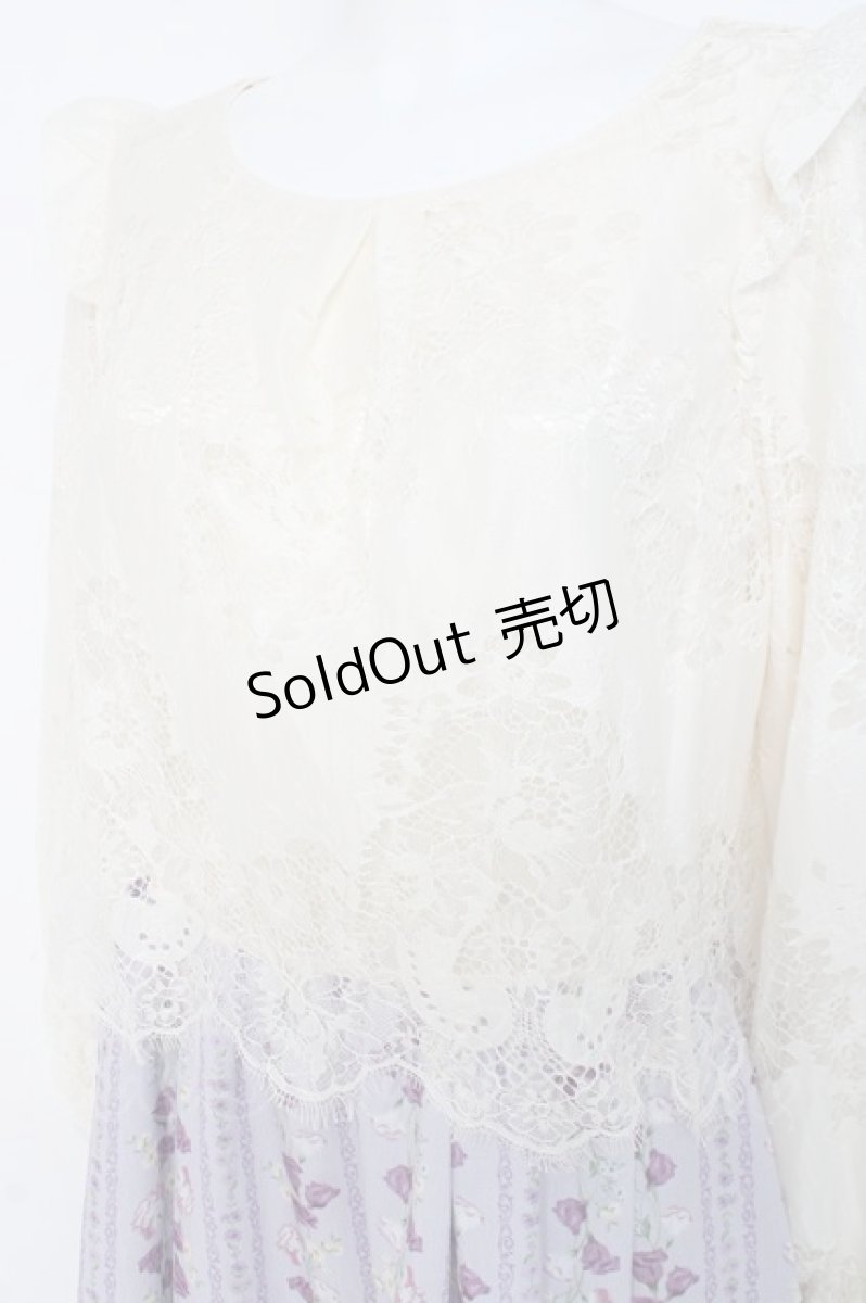 画像3: axes femme / 花ストライプ柄ドッキングワンピース M ラベンダー Y-26-03-09-216-AX-OP-SZ-ZI (3)