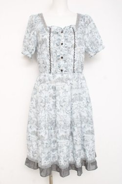 画像1: axes femme / アンティーク柄ワンピース M サックス Y-26-03-09-217-AX-OP-SZ-ZY