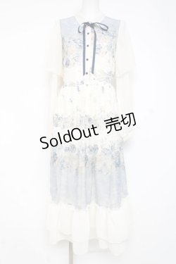 画像1: axes femme / フラワーパネルプリントレースワンピース F サックス Y-26-03-09-227-AX-OP-SZ-ZY