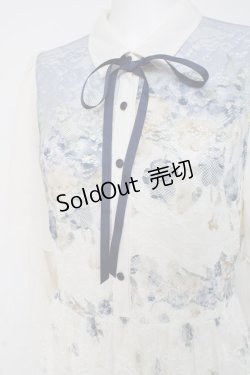 画像4: axes femme / フラワーパネルプリントレースワンピース F サックス Y-26-03-09-227-AX-OP-SZ-ZY