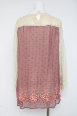 画像2: axes femme / レース×プリントチュニ  ピンク Y-26-03-09-228-AX-OP-SZ-ZY