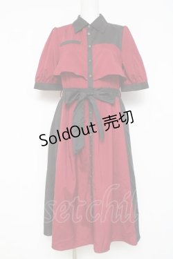 画像1: axes femme / バイカラーシャツワンピース F 赤 Y-26-03-09-231-AX-OP-SZ-ZY