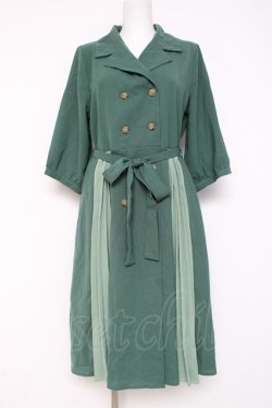 画像1: axes femme POETIQUE / バイカラートレンチワンピース M グリーン Y-26-03-09-232-AX-OP-SZ-ZY