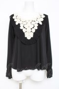axes femme / 花刺繍レースカットソー  黒 Y-26-03-09-027-AX-TO-SZ-ZY