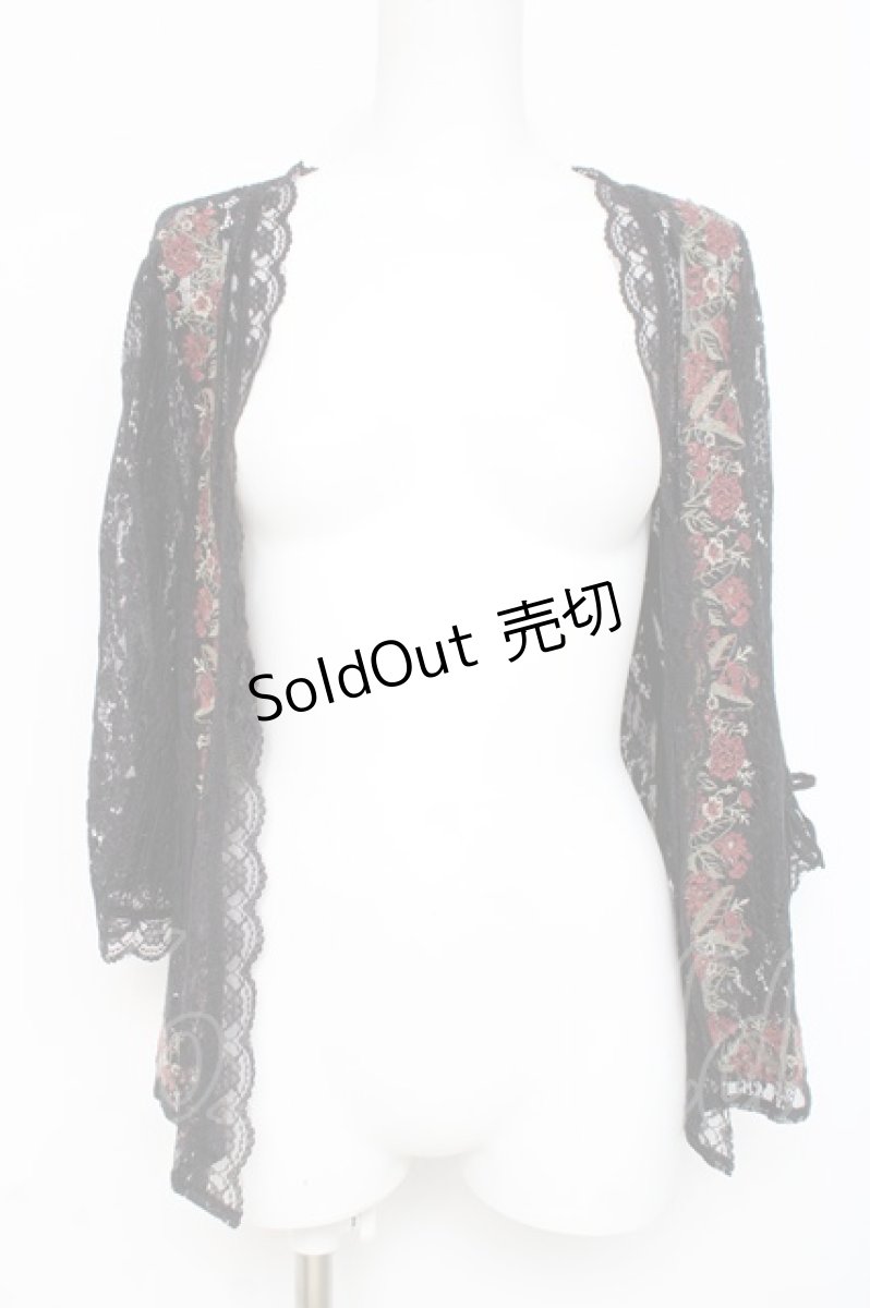 画像2: axes femme / フラワー刺繍レースカーデ/ミュルーズ染織美術館コラボ M 黒 Y-26-03-09-028-AX-TO-SZ-ZI (2)