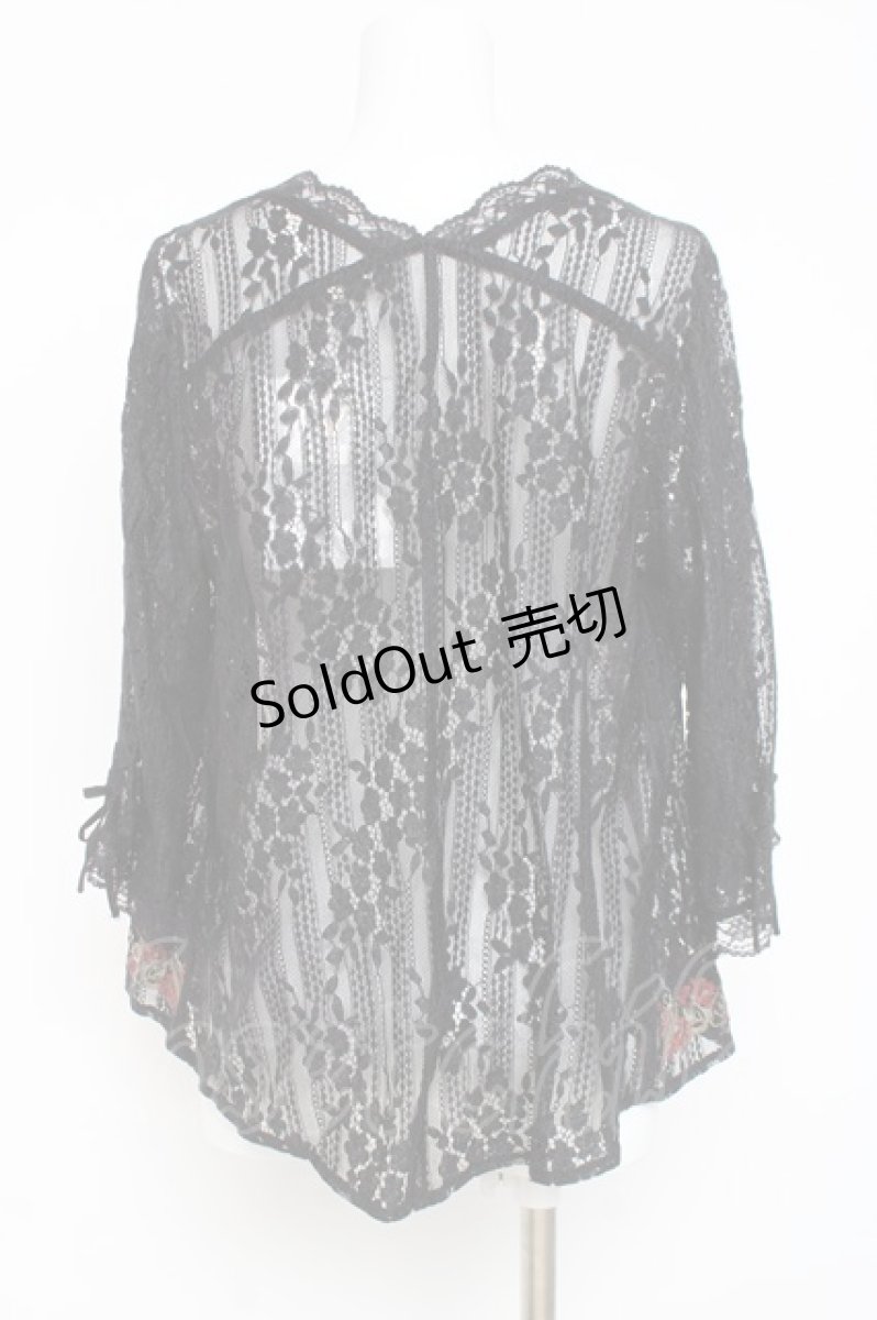 画像3: axes femme / フラワー刺繍レースカーデ/ミュルーズ染織美術館コラボ M 黒 Y-26-03-09-028-AX-TO-SZ-ZI (3)