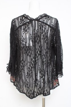 画像3: axes femme / フラワー刺繍レースカーデ/ミュルーズ染織美術館コラボ M 黒 Y-26-03-09-028-AX-TO-SZ-ZY