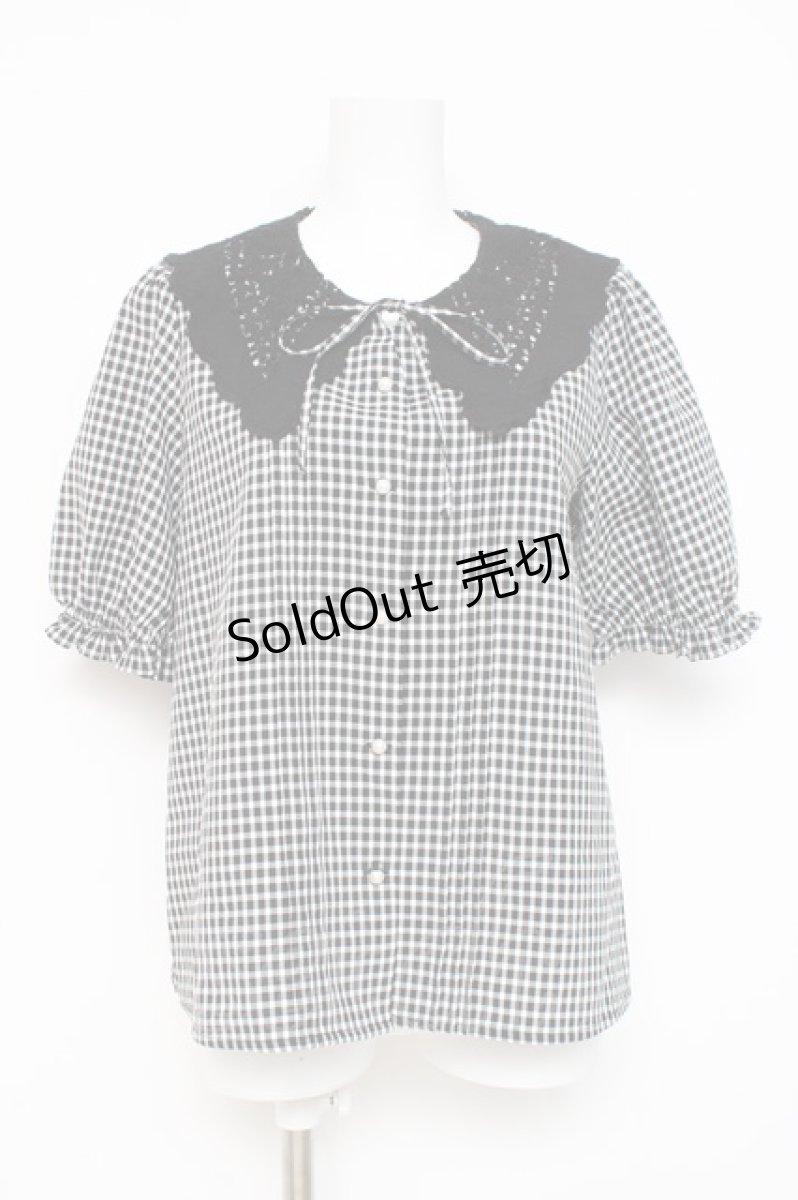 画像1: axes femme / バラ刺繍襟ブラウス F 黒 Y-26-03-09-031-AX-BL-SZ-ZI (1)