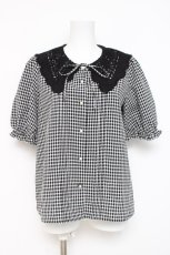 画像1: axes femme / バラ刺繍襟ブラウス F 黒 Y-26-03-09-031-AX-BL-SZ-ZI (1)