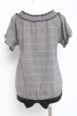 画像2: axes femme / チェック柄オフショルブラウス風プルオーバー M グレー Y-26-03-09-032-AX-TO-SZ-ZY