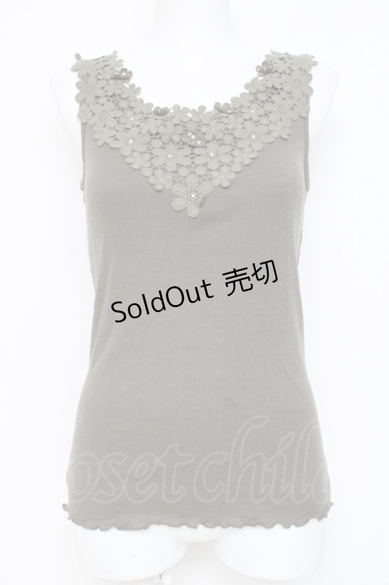 画像1: axes femme / 刺繍レースタンク  カーキ Y-26-03-09-034-AX-TO-SZ-ZI (1)