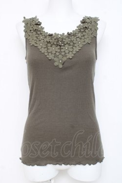 画像1: axes femme / 刺繍レースタンク  カーキ Y-26-03-09-034-AX-TO-SZ-ZY