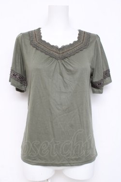 画像1: axes femme / ハシゴレース使いインナープルオーバー M カーキ Y-26-03-09-035-AX-TO-SZ-ZY