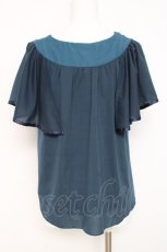 画像2: axes femme / フロントレース半袖シフォントップス  グリーン Y-26-03-09-036-AX-TO-SZ-ZY (2)