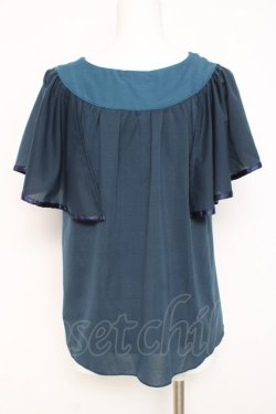 画像2: axes femme / フロントレース半袖シフォントップス  グリーン Y-26-03-09-036-AX-TO-SZ-ZY