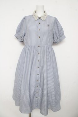 画像1: m petit by misako / ストライプワンピース L 中青 Y-26-03-11-042-LO-OP-SZ-ZY