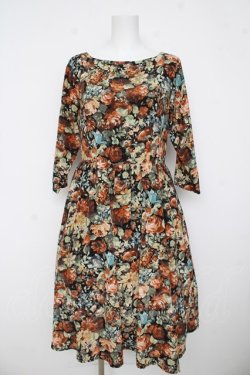 画像1: an another angelus / 絵画タッチ花柄ワンピース F 黒 Y-26-03-11-043-CA-OP-SZ-ZY