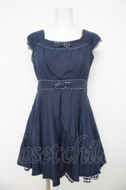 画像1: Secret Honey / バッスルギンガムワンピース 2 ネイビー Y-26-03-11-050-CA-OP-SZ-ZY