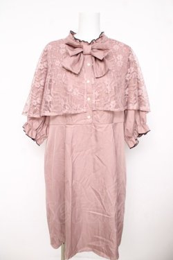 画像1: Lovely Tency / 眞白ありすコラボ レースケープワンピース  ピンク Y-26-03-11-061-LO-OP-SZ-ZY