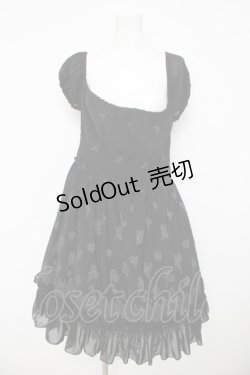 画像1: ATELIER PIERROT / オパール薔薇柄シャーリングワンピース  黒 Y-26-03-11-074-EL-OP-SZ-ZY