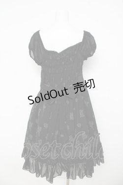 画像2: ATELIER PIERROT / オパール薔薇柄シャーリングワンピース  黒 Y-26-03-11-074-EL-OP-SZ-ZY