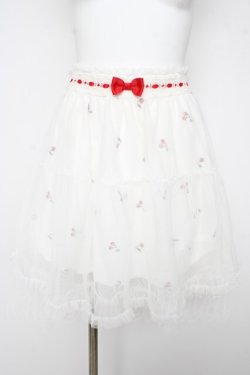 画像1: LIZ LISA / チェリー柄チュールスカート 0 白 Y-26-03-11-083-LO-SK-SZ-ZY